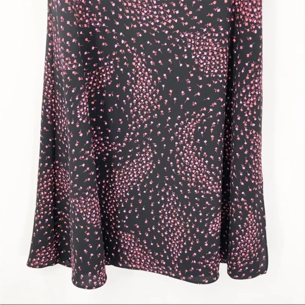 Kate Spade Meadow Wrap Mini Dress Floral Black Pink V-Neck Crepe 00